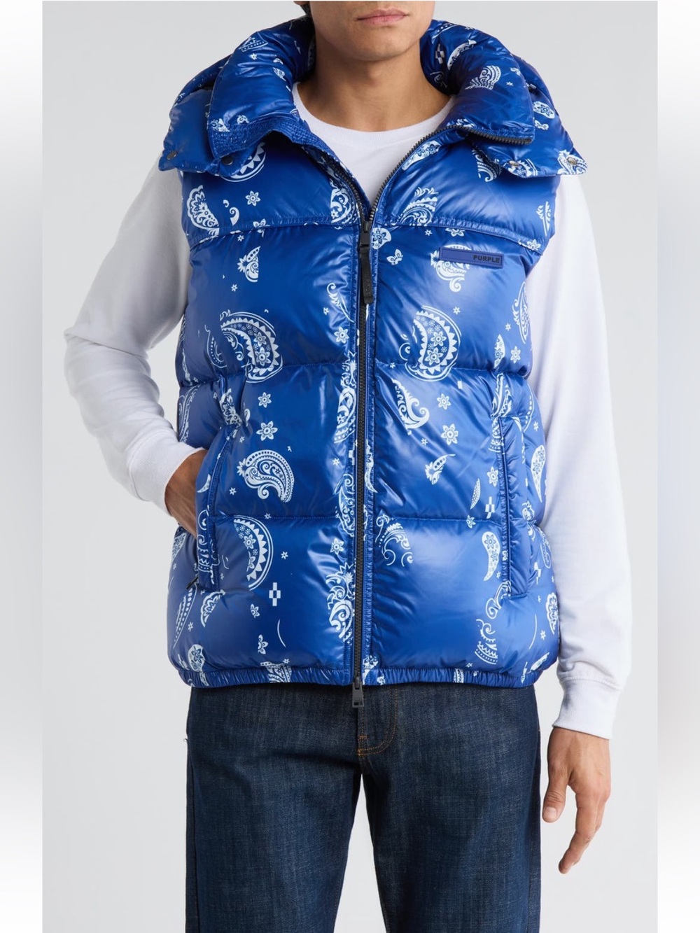 PURPLE BRAND Hooded Down Puffer Vest Mens Size M